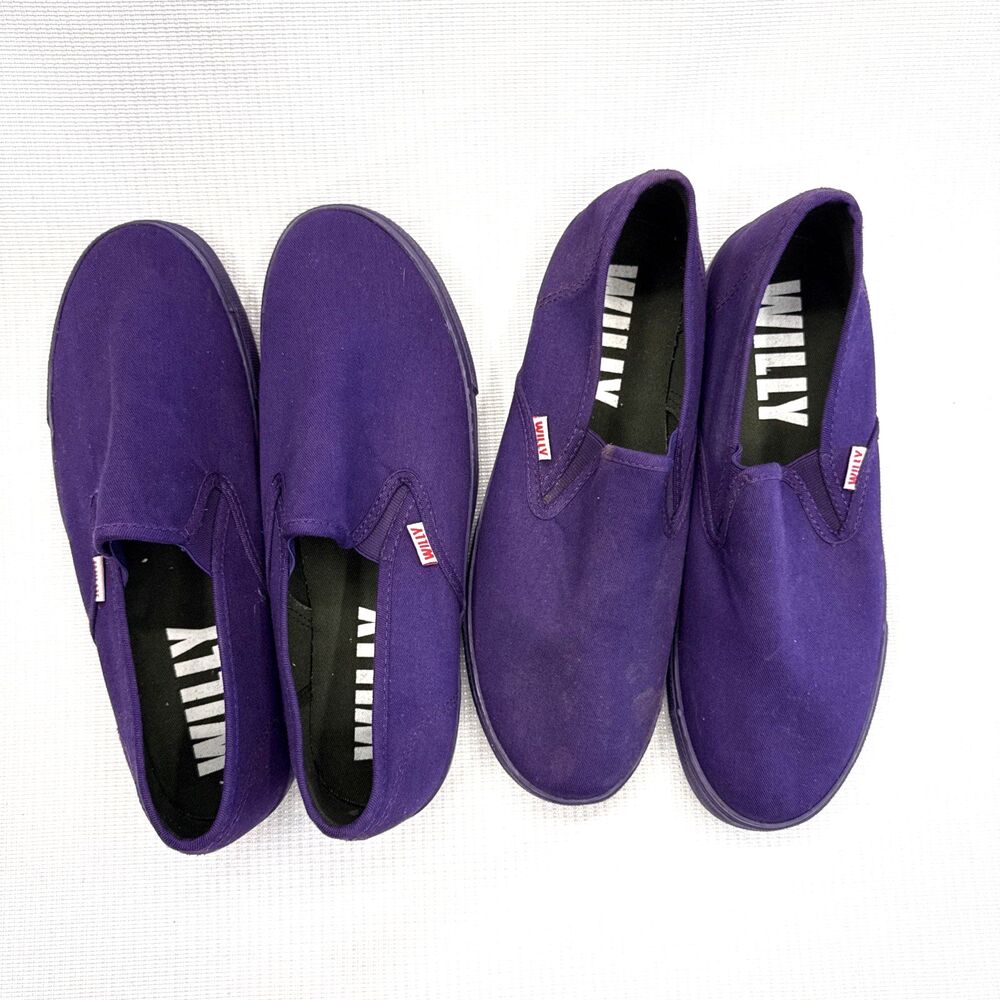Set of 2 Pair of Solid Purple Willy Slip On Sneakers Size 9 - Great Condition!
